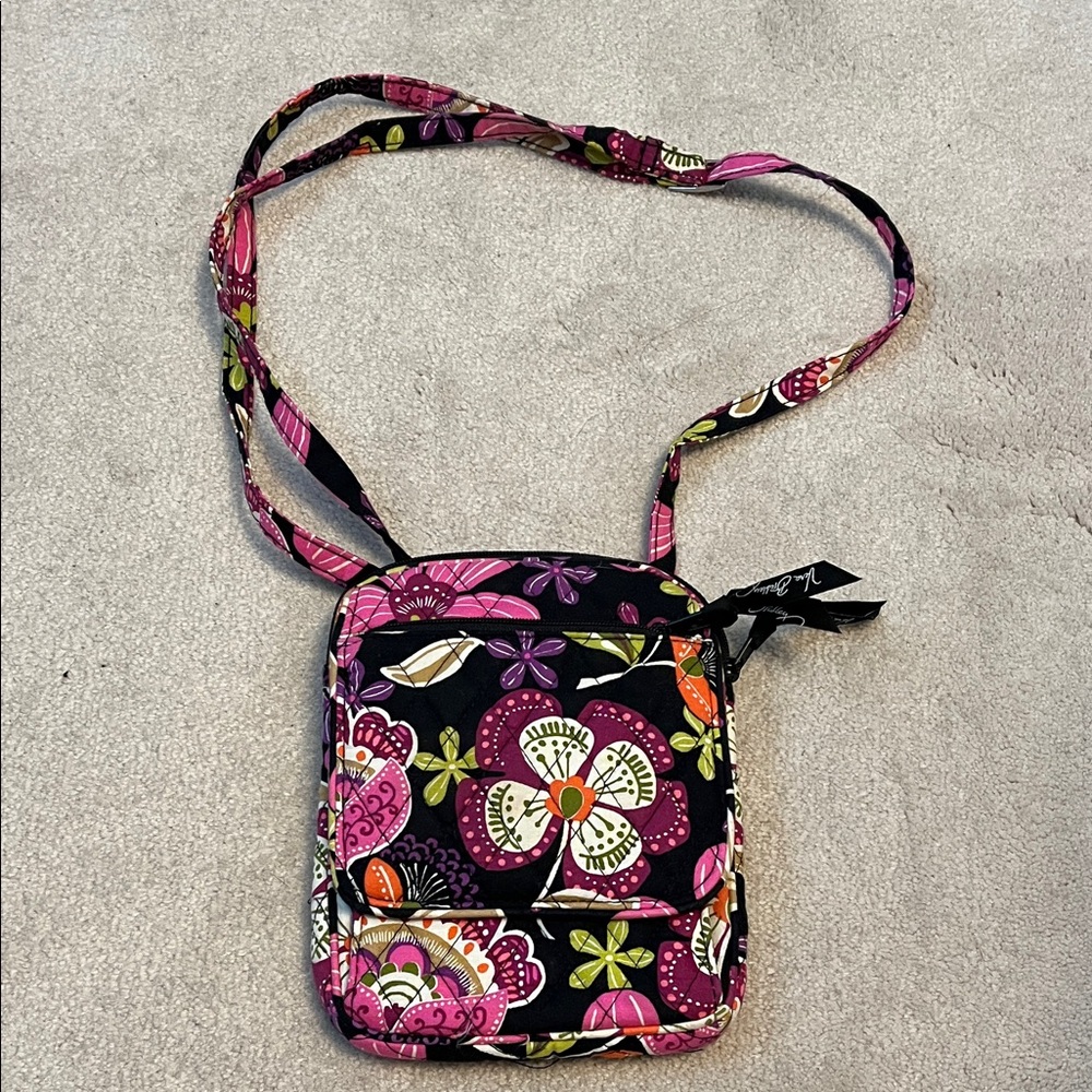 Vera Bradley Black and Pink Floral Crossbody Bag